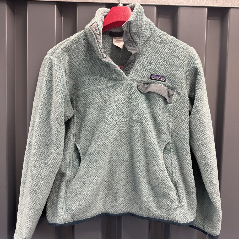 Patagonia Pullover Womens Small Light Blue Re-Tool Snap-T Fleece Sweater Cozy